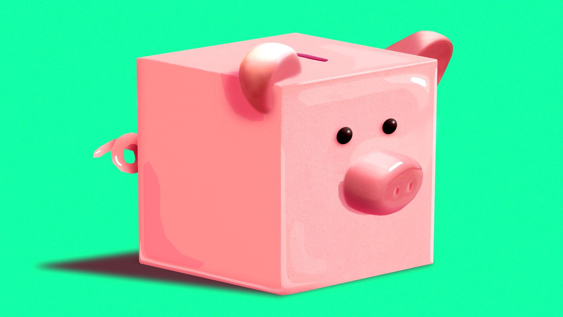 Illustration of a piggy bank shaped like a cube