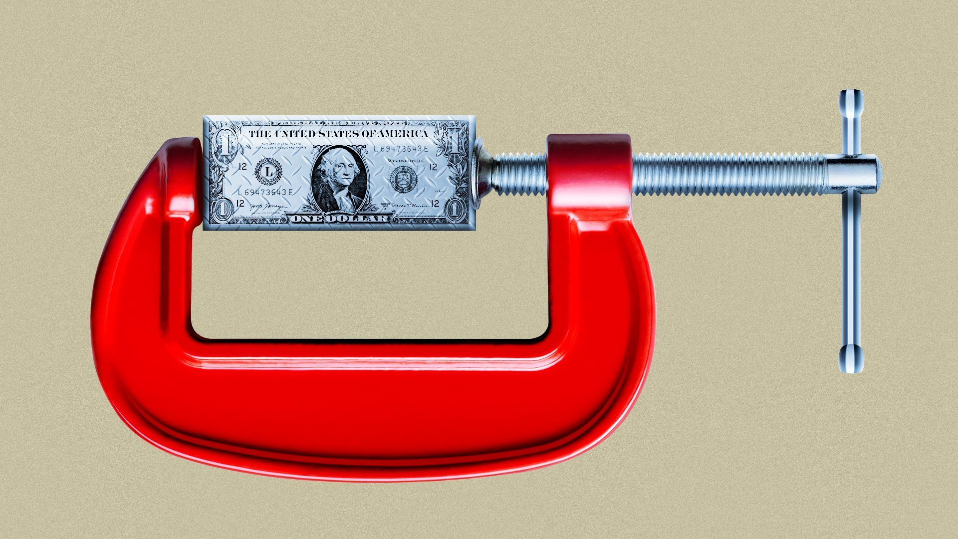 Illustration of a dollar in a vise