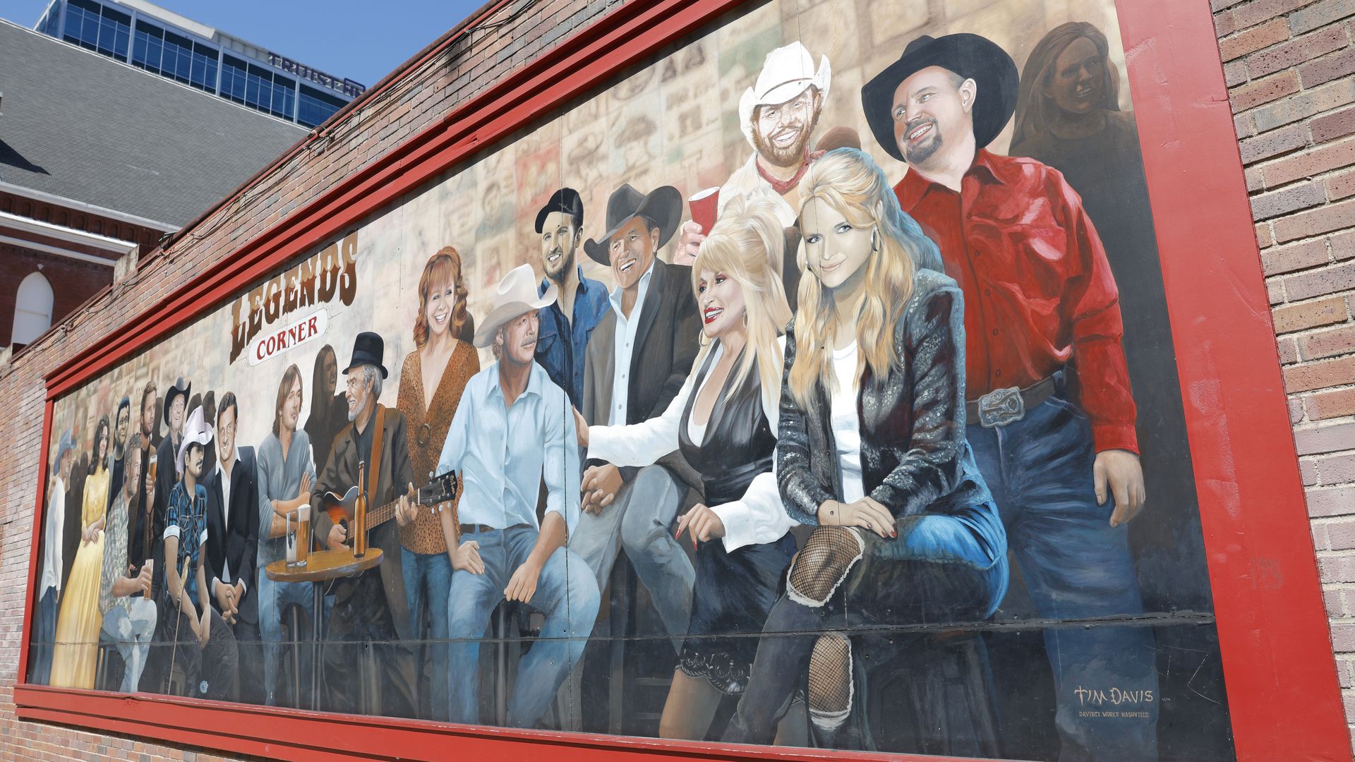 A recently added painting of the late country singer Toby Keith raising a red solo cup is seen on the famous Legends Corner Mural In Nashville on August 18, 2026.