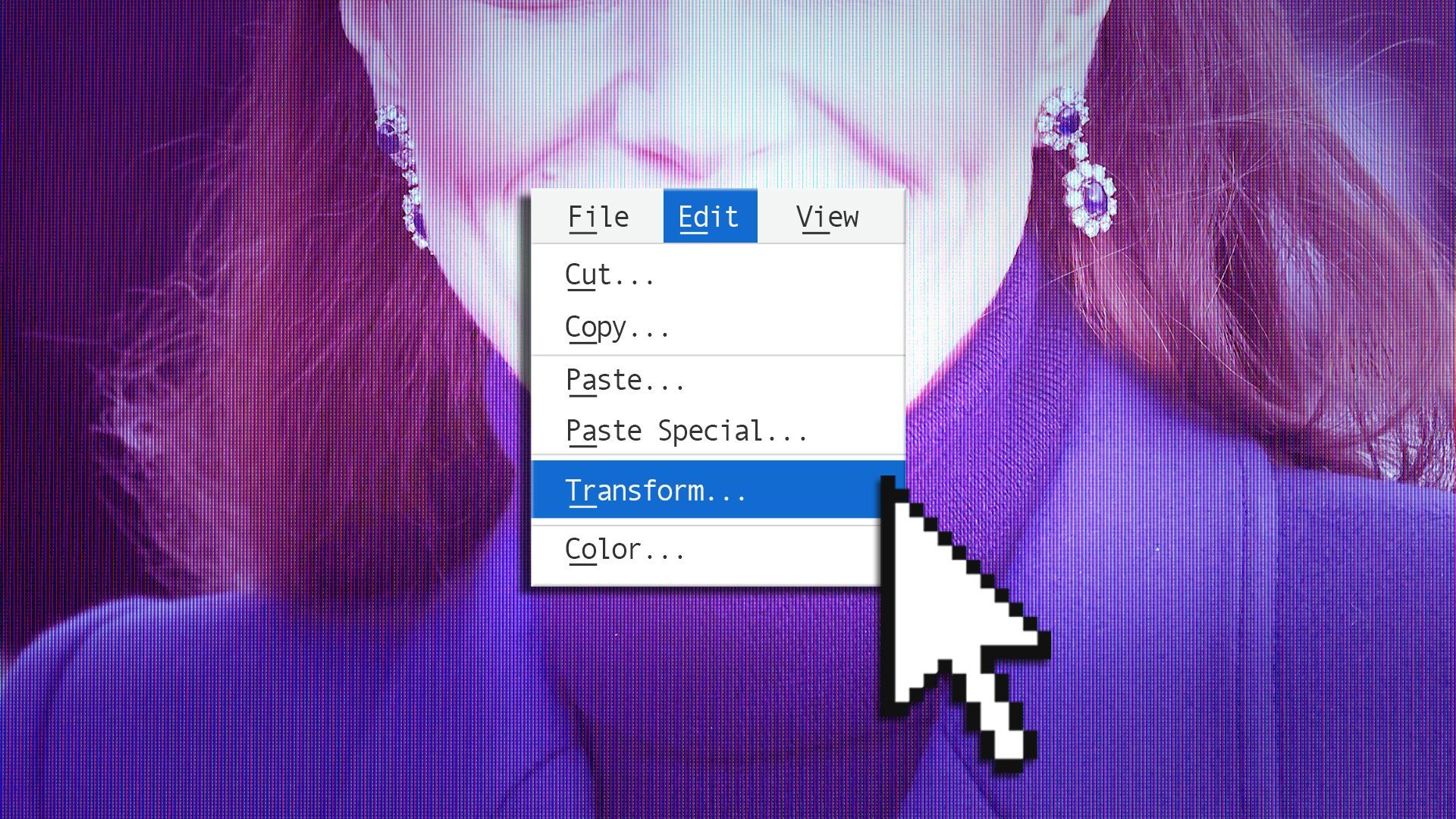 Photo illustration of an image of Kate Middleton with a computer dialogue box over it that reads Edit, Transform