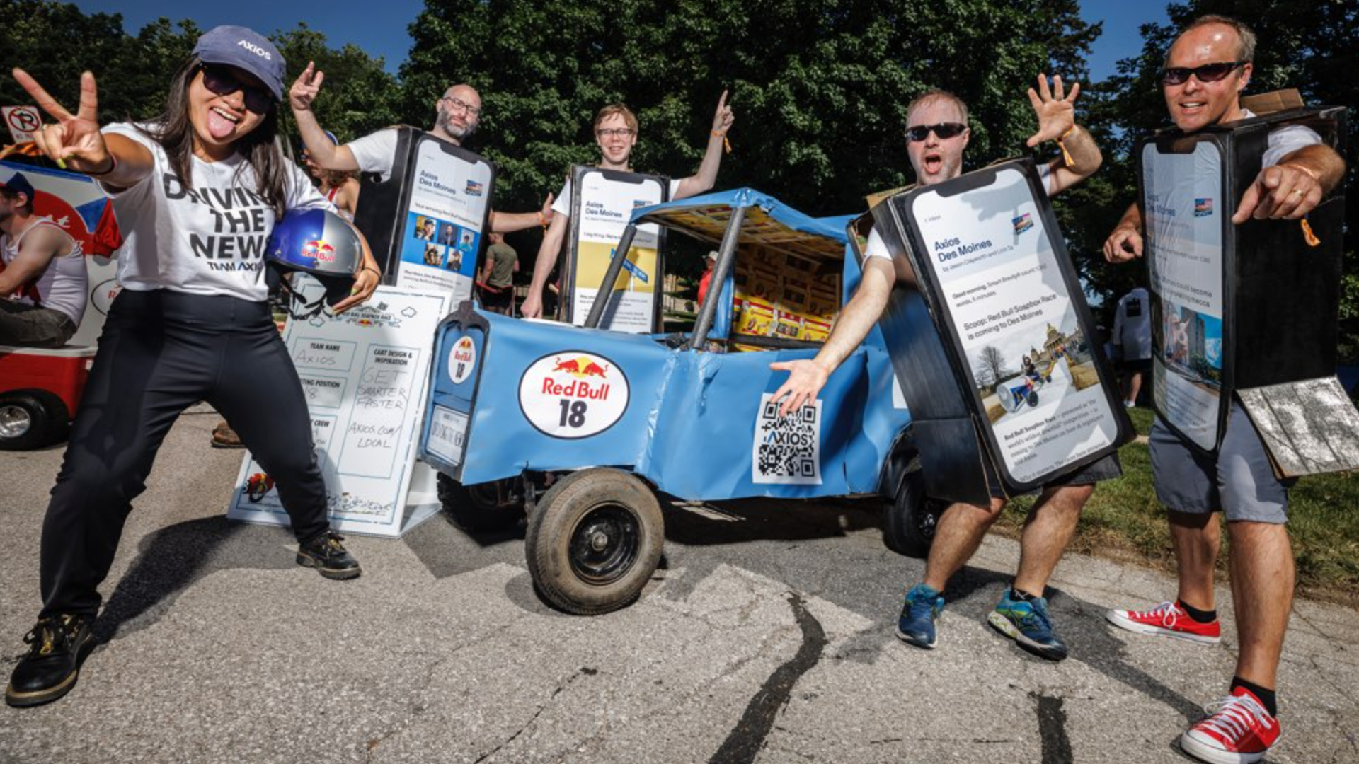 A photo of Axios red bull soapbox.