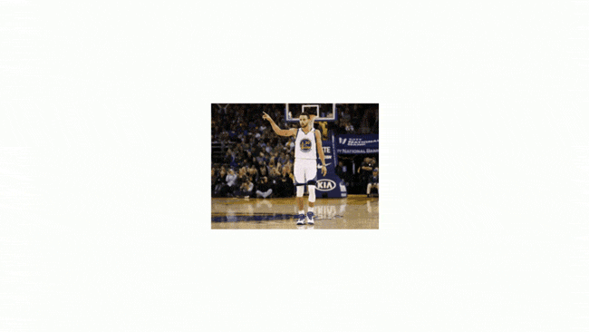 Animation of Steph Curry jogging out of a still photo