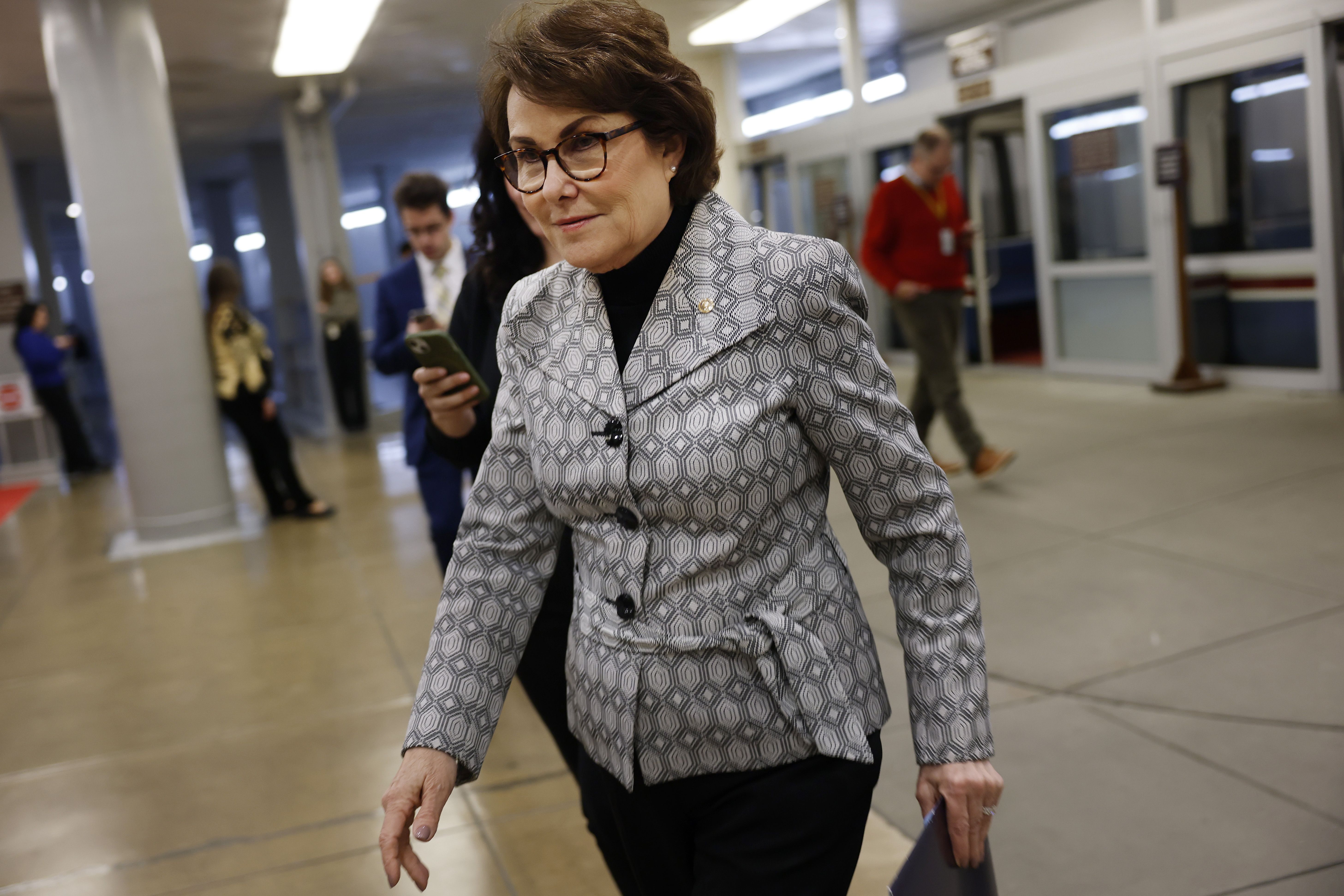 Sen. Jacky Rosen (D-Nev.) walks through the Senate Subway in the U.S. Capitol on January 27, 2025.