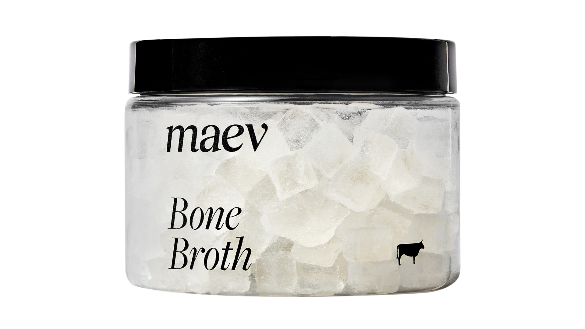 A jar of pet food brand Maev's bone broth cubes.