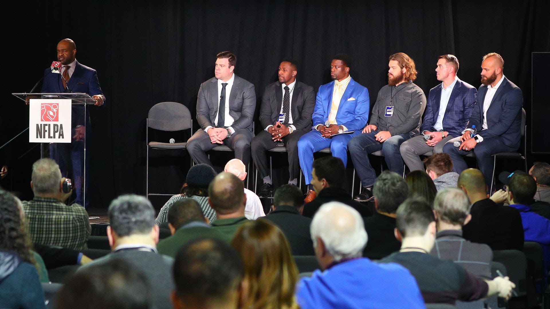NFLPA executive director DeMaurice Smith (left) and NFLPA executive members. 