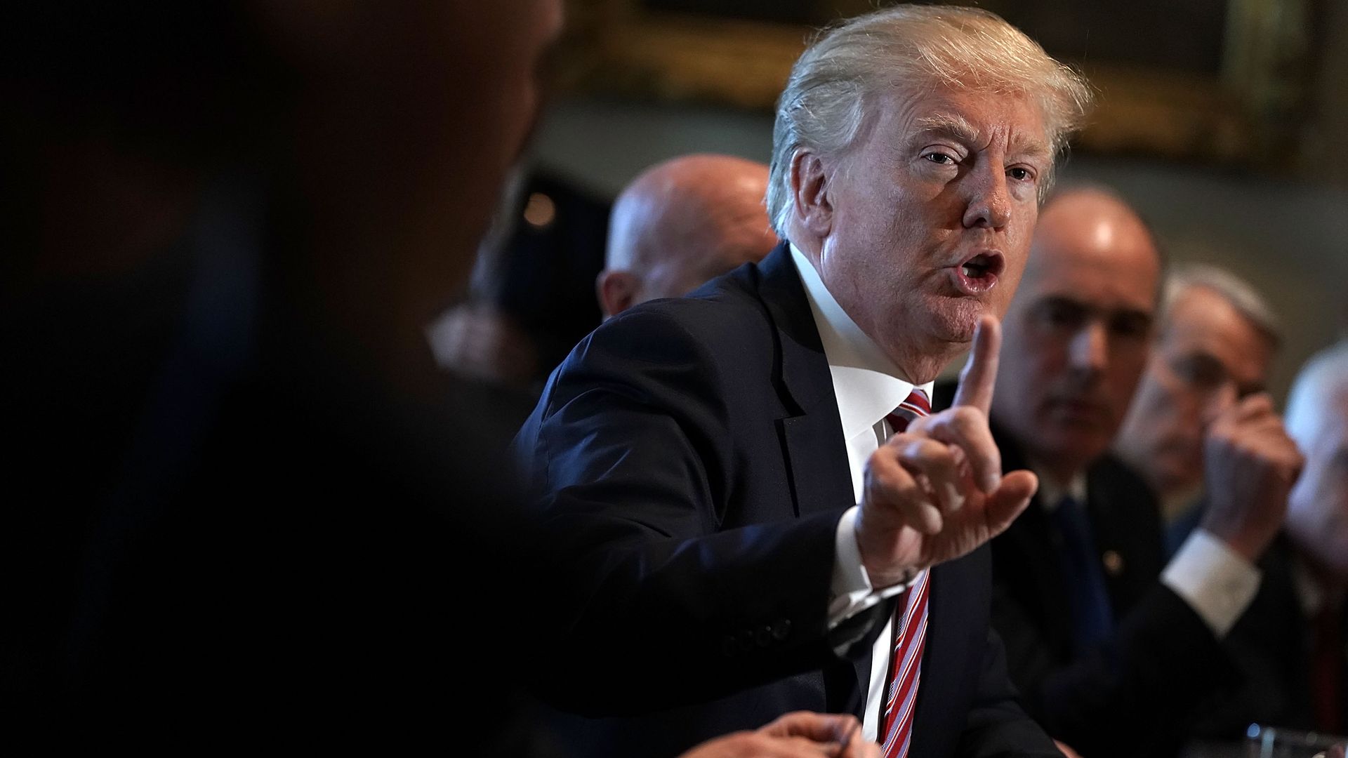 President Donald Trump during a meeting with congressional members.