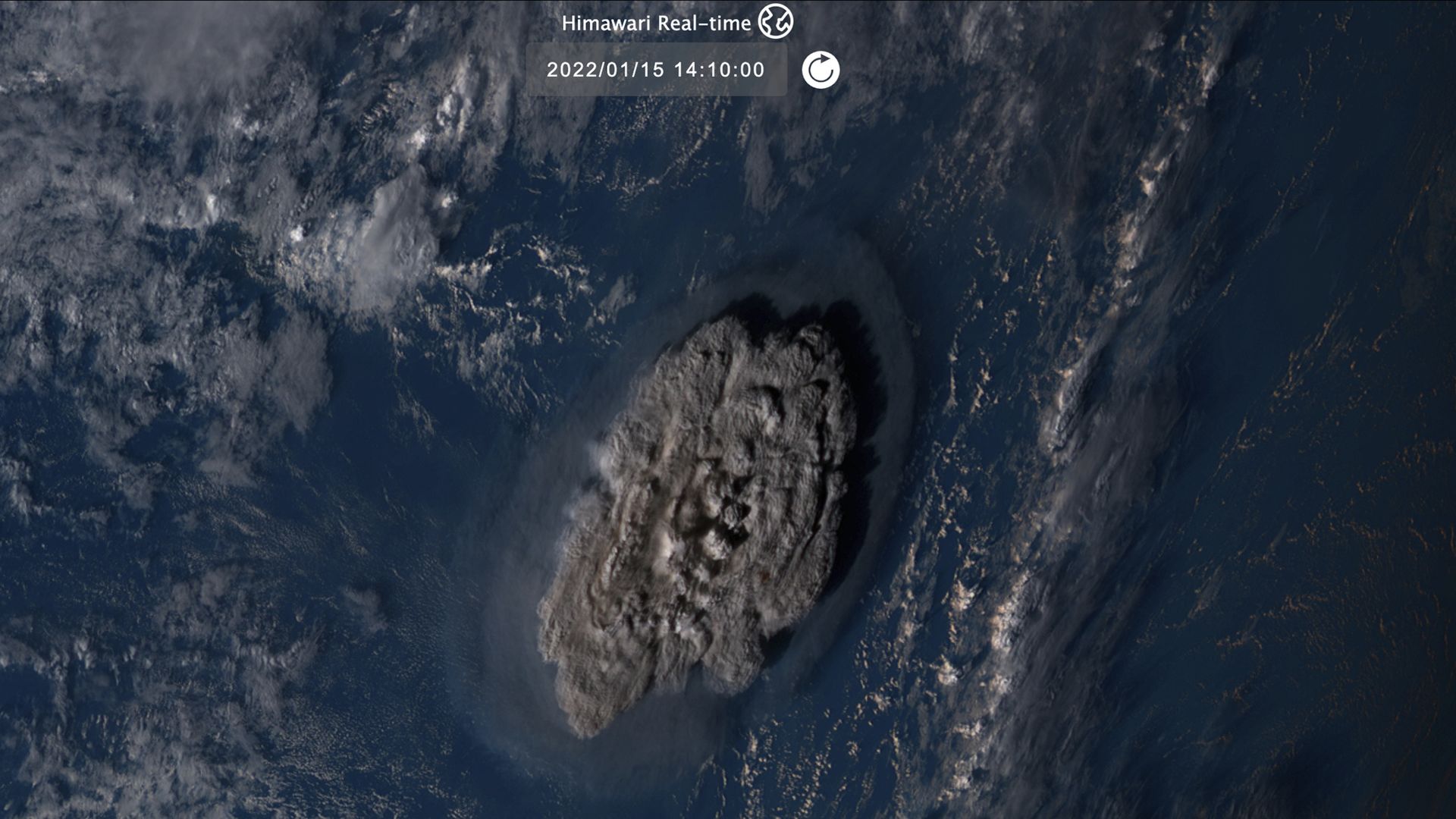 Satellite image of Tonga explosion