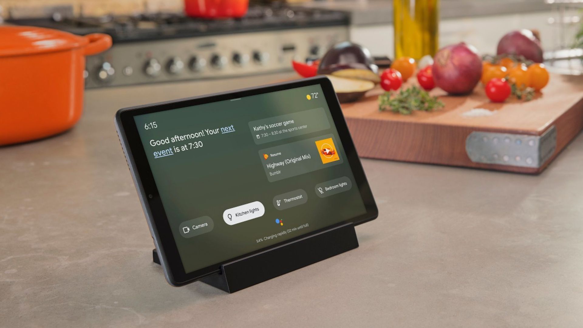 An Android tablet running in "ambient mode."