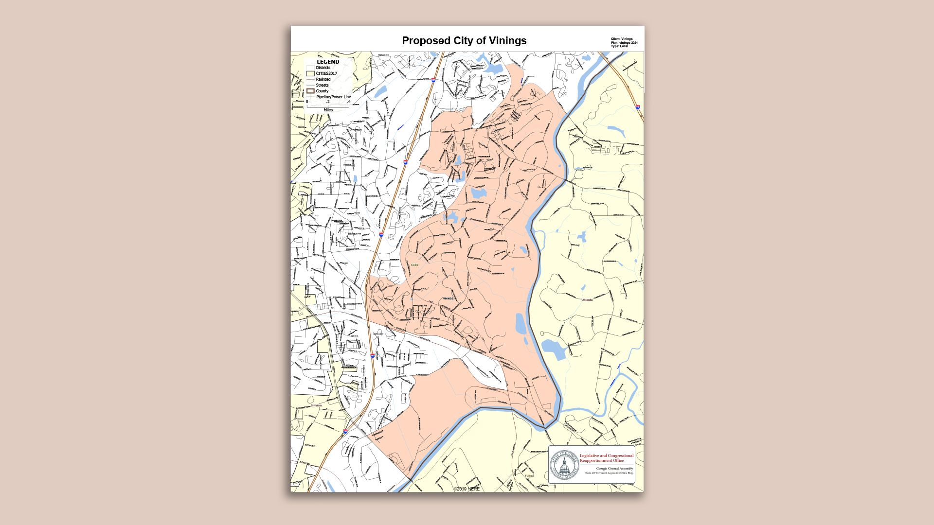 boundaries for the proposed city of vinings