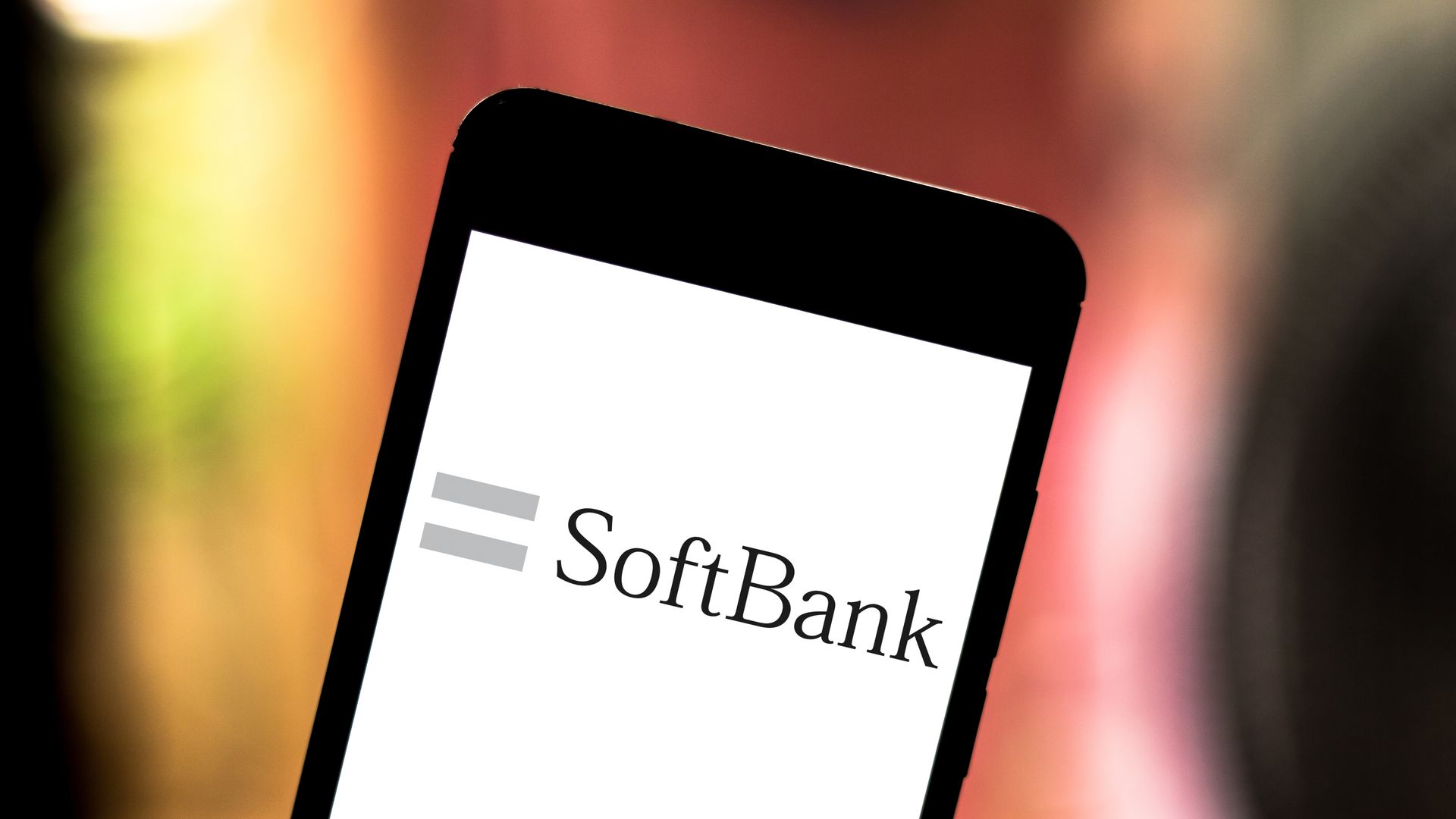 Photo illustration of the SoftBank Group logo on a smartphone. 