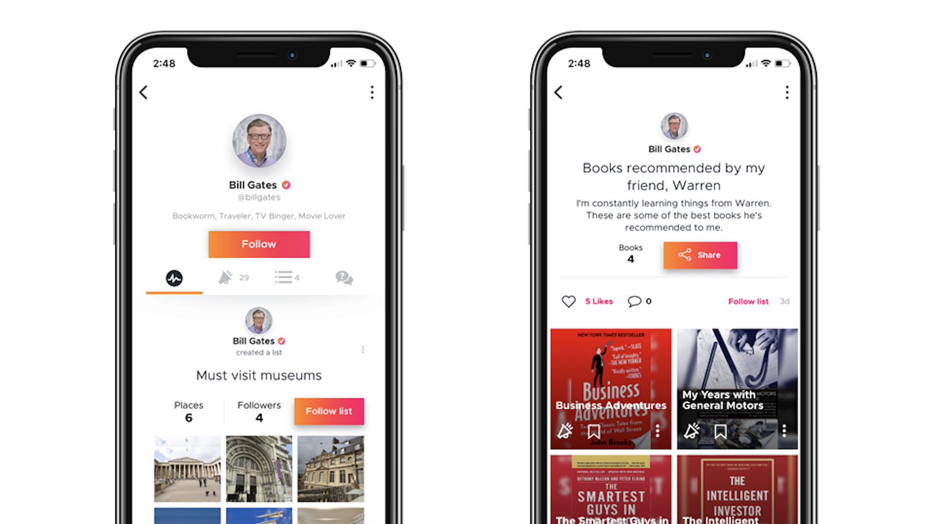 Screenshots of Likewise, the Bill Gates-backed recommendation engine