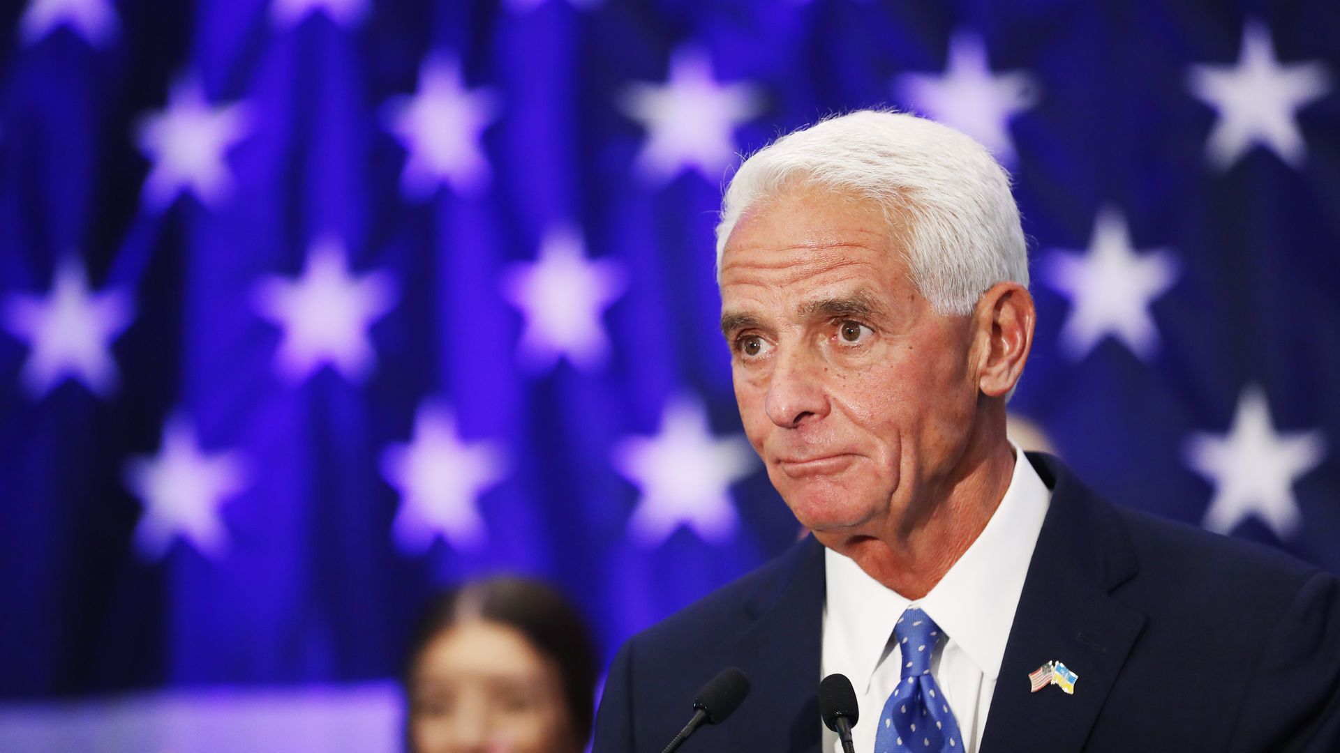 Florida Gubernatorial candidate Rep. Charlie Crist (D-FL) gives a victory speech.