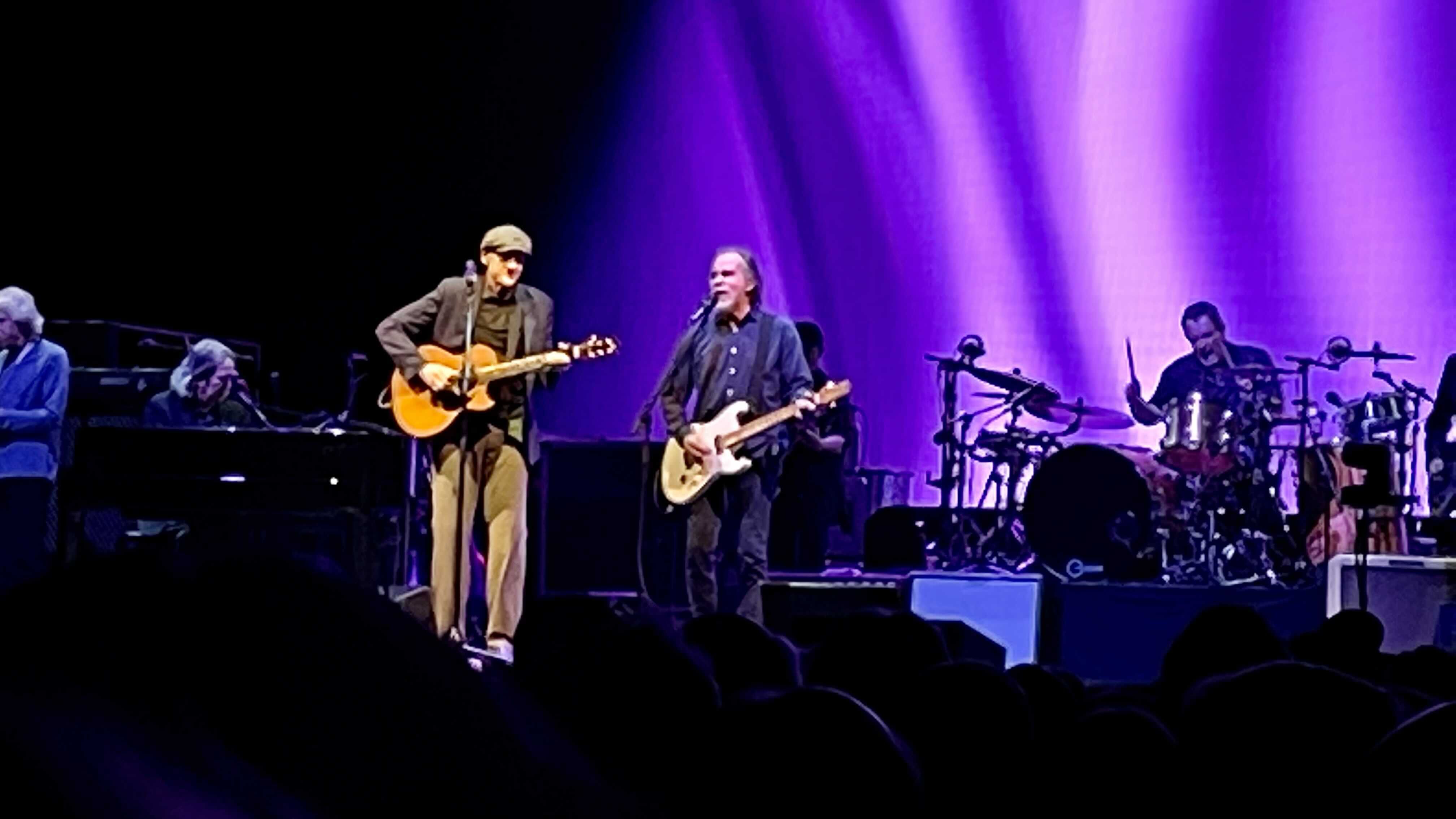 James Taylor and Jackson Browne performing at the Wells Fargo Arena.