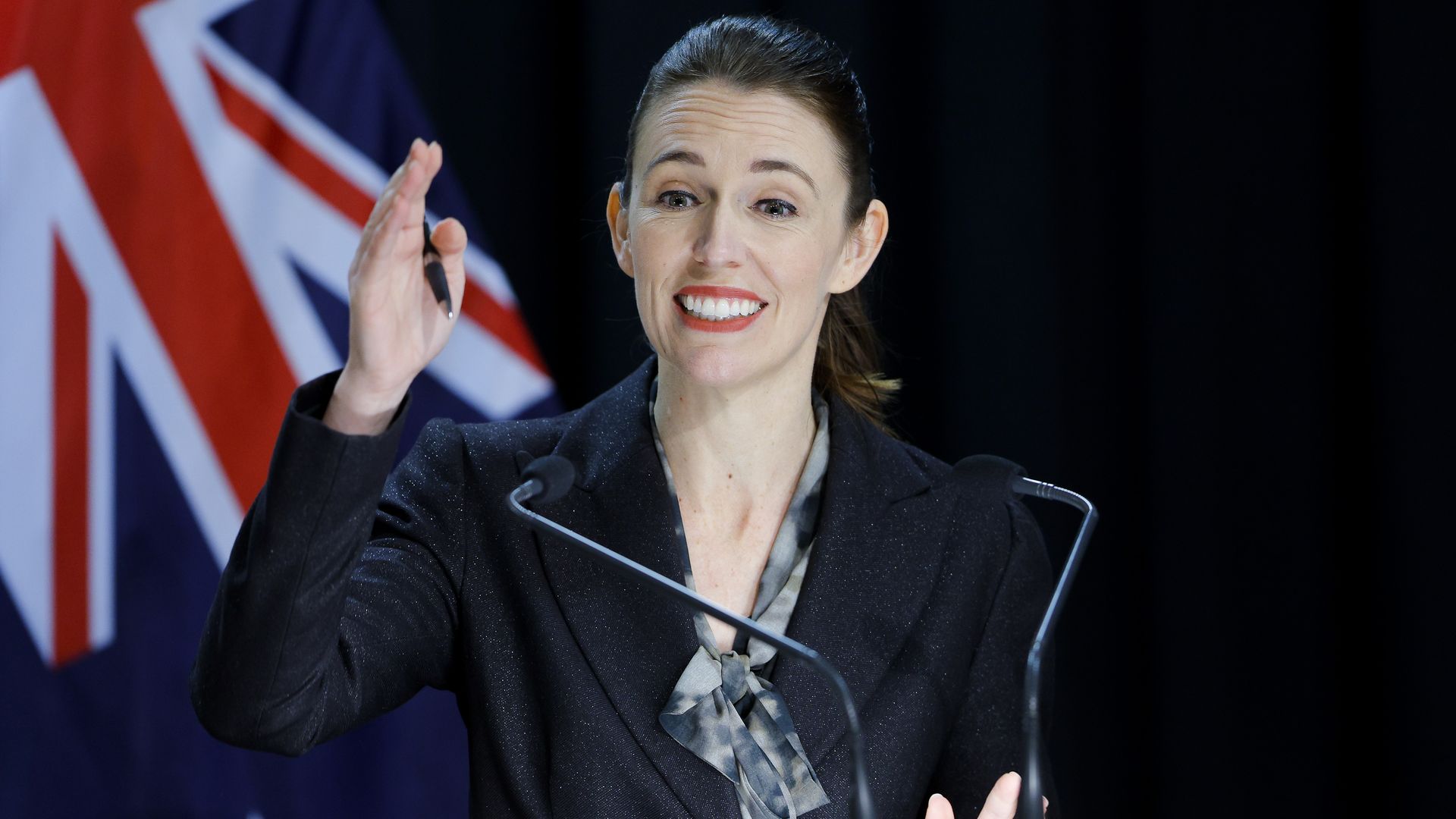 New Zealand Prime Minister Jacinda Ardern speaks during a press conference at Parliament on July 21 in Wellington..