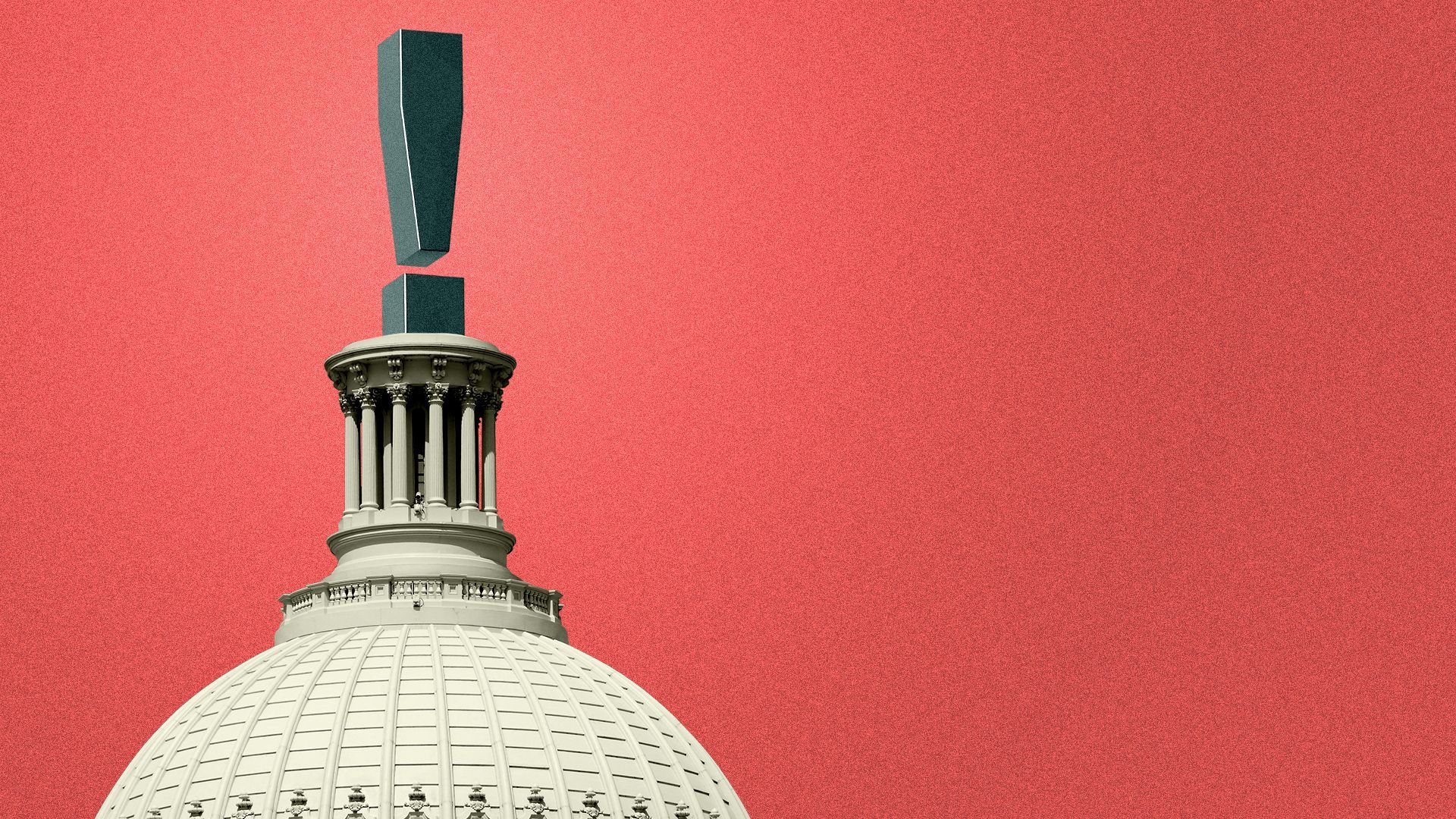 Illustration of the U.S. Capitol Dome with an exclamation point on top instead of the Statue of Freedom.
