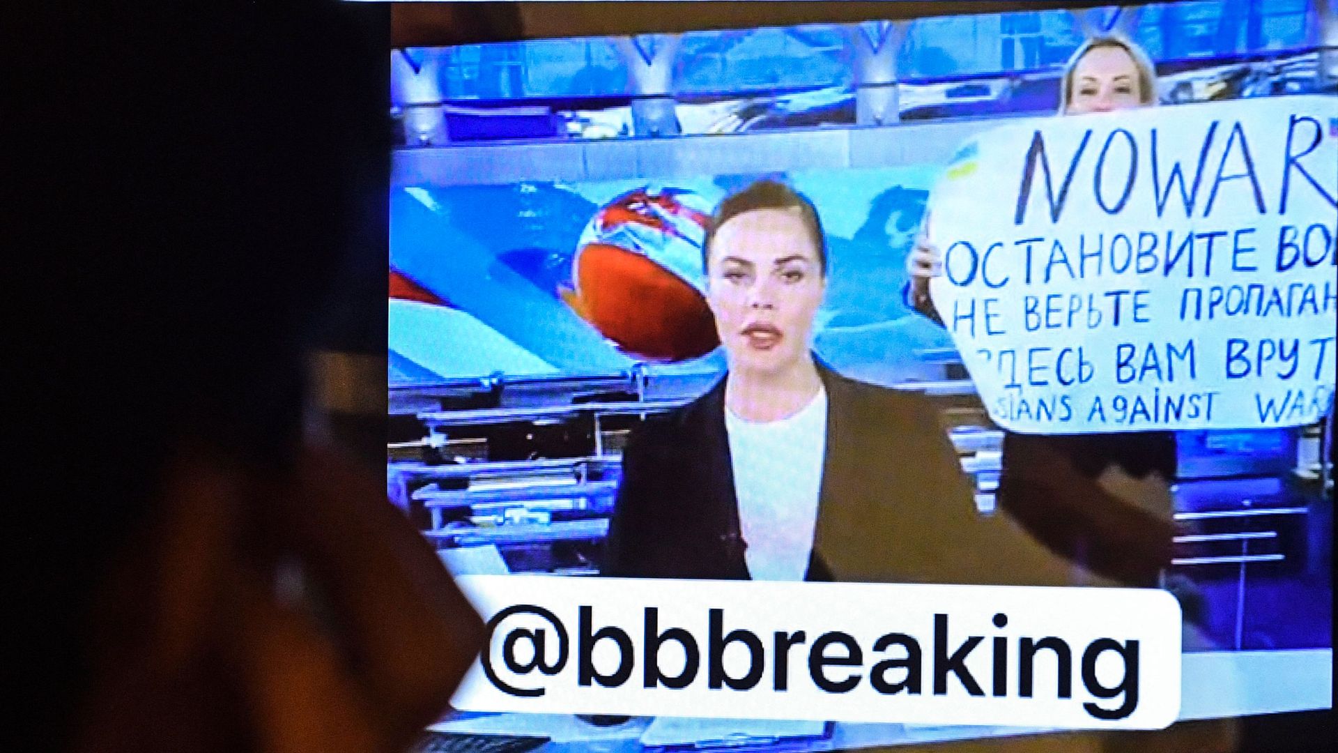 Russian state TV journalist Ovsyannikova's protest on Channel One March 14 during Russia's most-watched evening news broadcast.