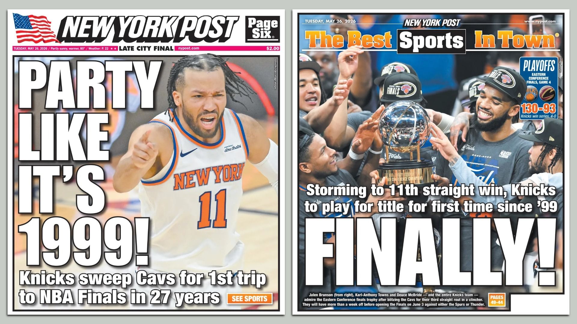 Today's New York Post covers