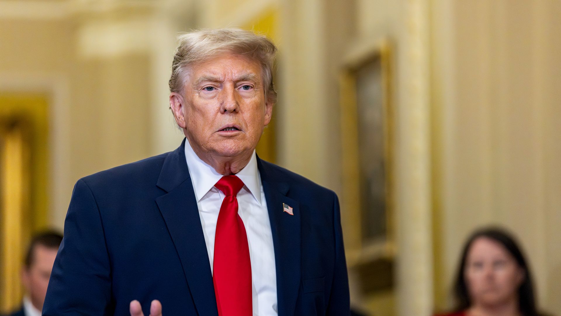 President Trump speaks to members of the media at the U.S. Capitol on June 24. 