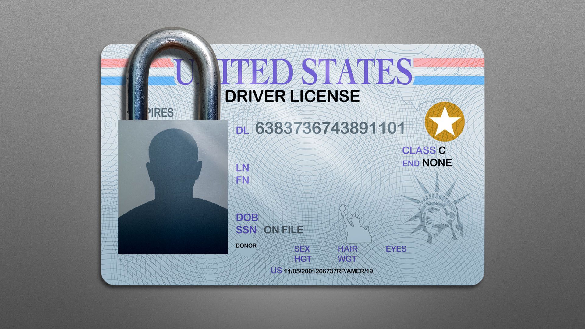 Illustration of a Real ID with a lock over the photo
