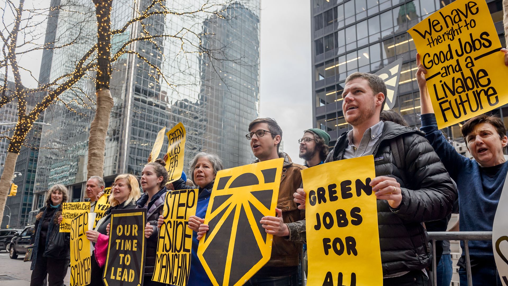 NYC youth, leaders representing hundreds of community, social justice, environmental and climate organizations demonstrate in favor of a Green New Deal