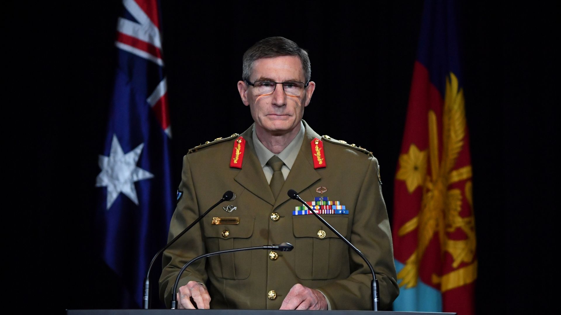Chief of the Australian Defence Force (ADF) General Angus Campbell delivers the findings from the Inspector-General of the Australian Defence Force Afghanistan Inquiry, in Canberra on November 19