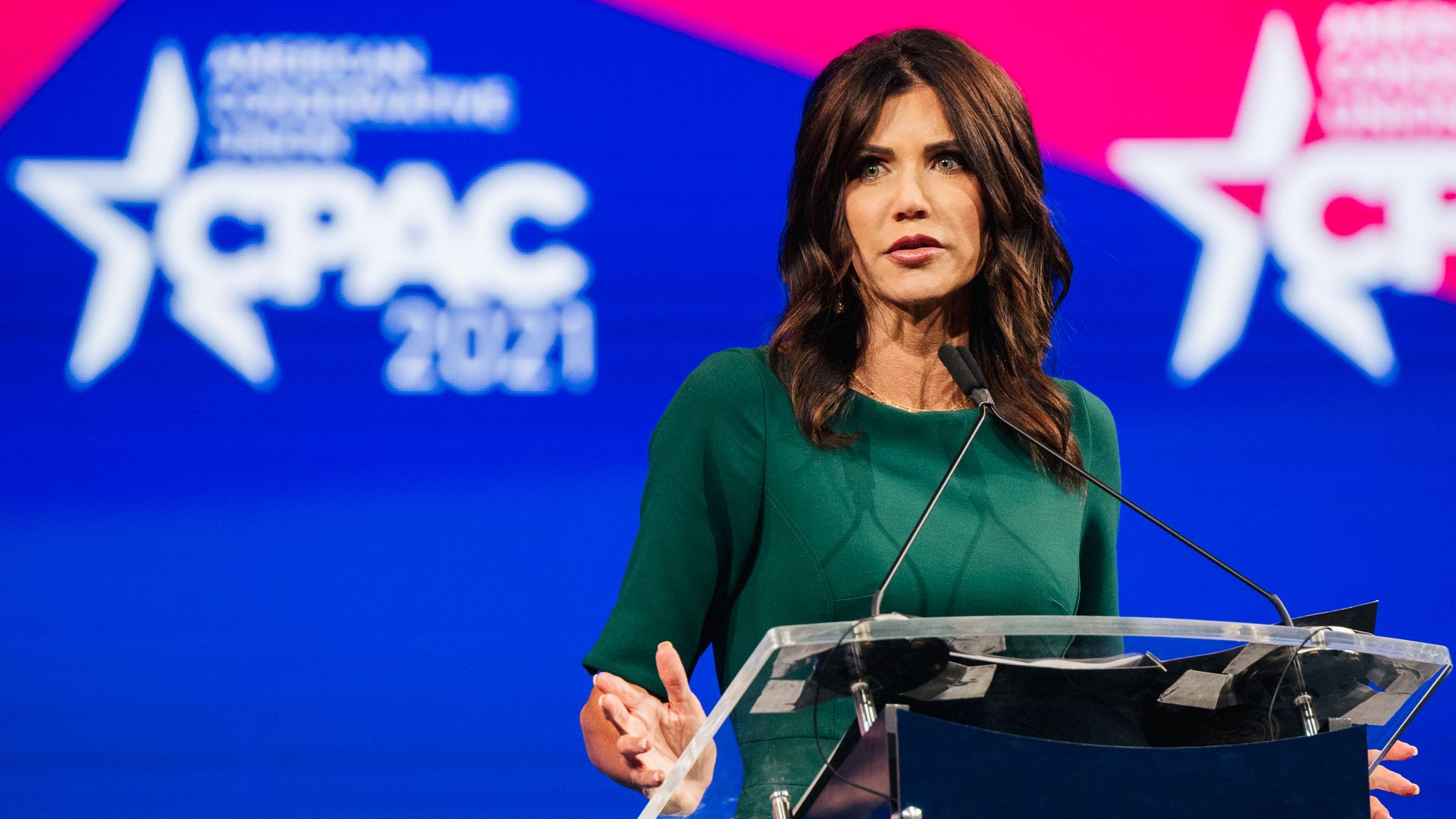 South Dakota Gov. Kristi Noem at the Conservative Political Action Conference  in Dallas, Texas, in July. 