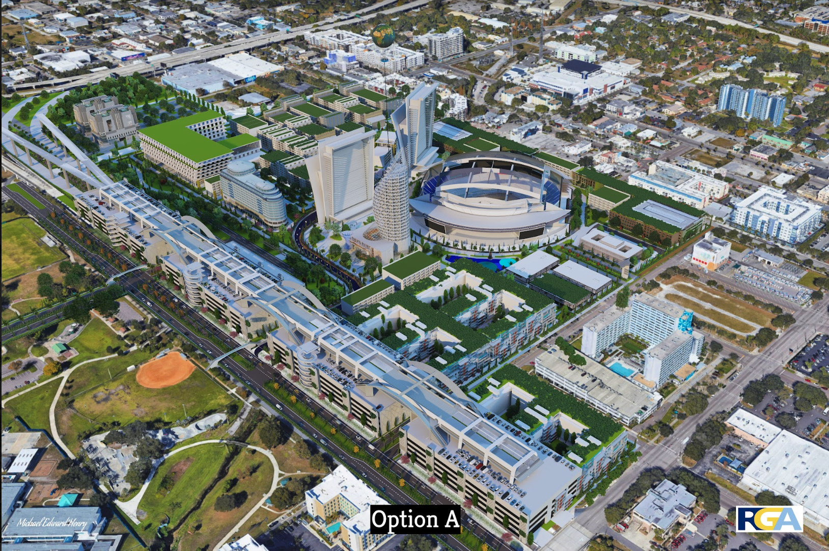 A rendering of the Tropicana Field redevelopment.