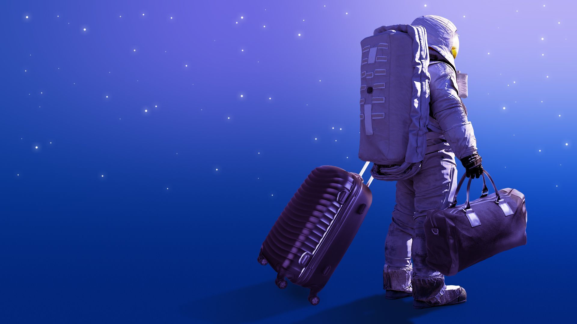 Illustration of an astronaut with luggage