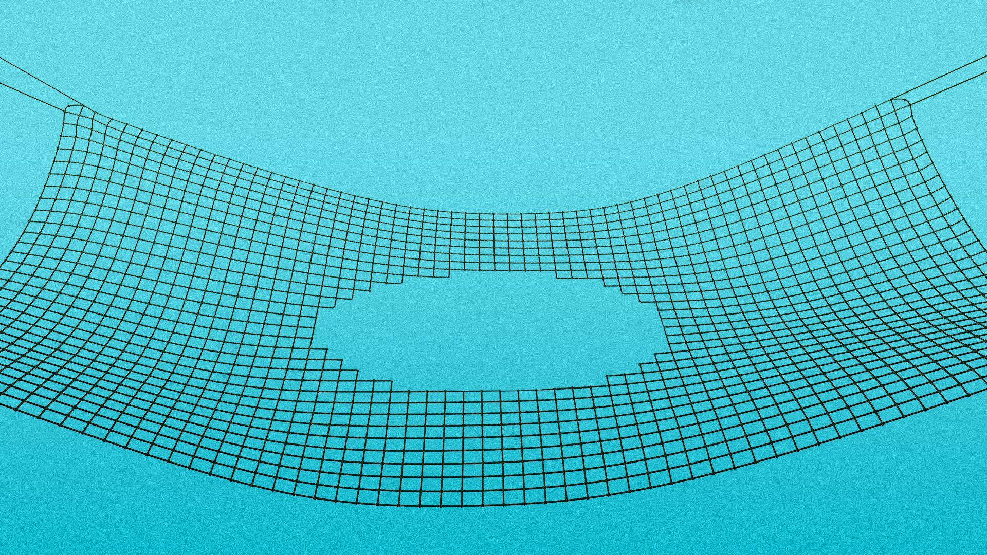 Illustration of a safety net with a hole in it.   