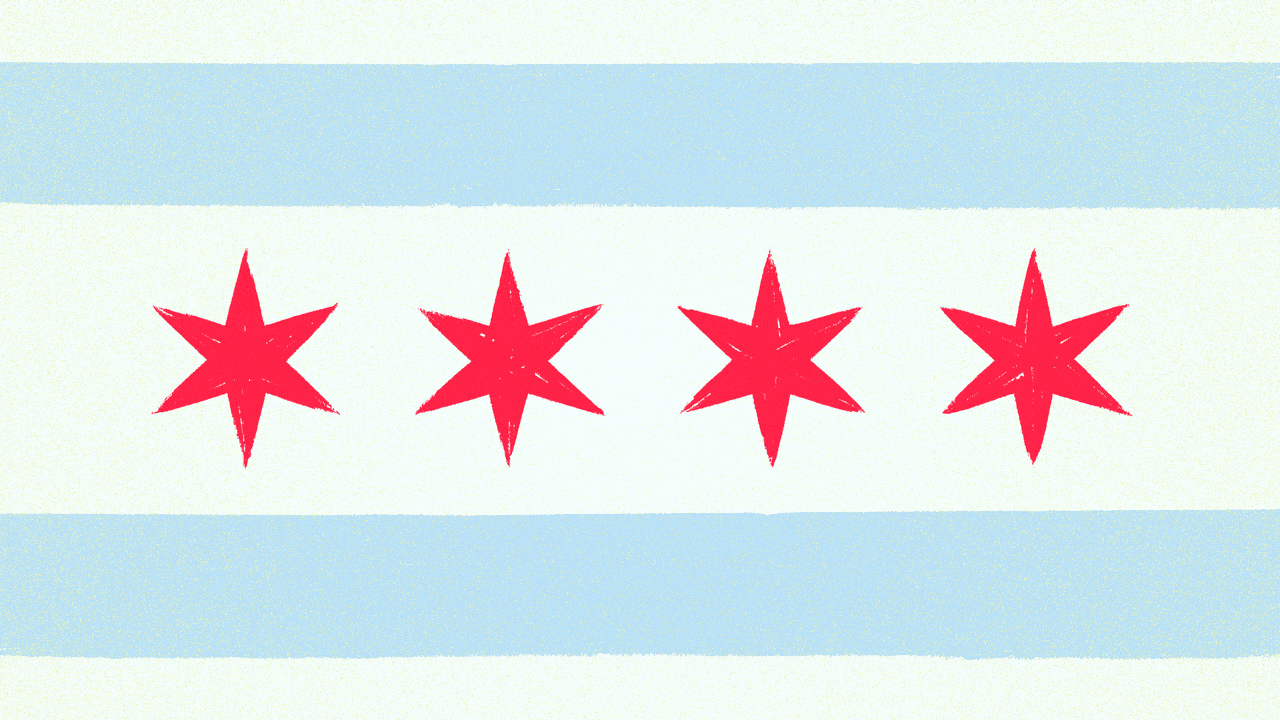 The Chicago flag with tips and hot links written on it.