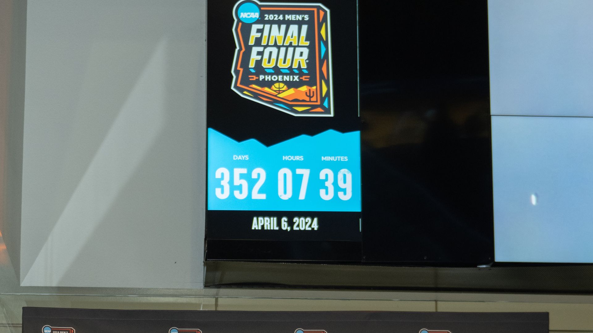 An outline of Arizona with the words Final Four inside it, above a countdown clock showing days hours and minutes.