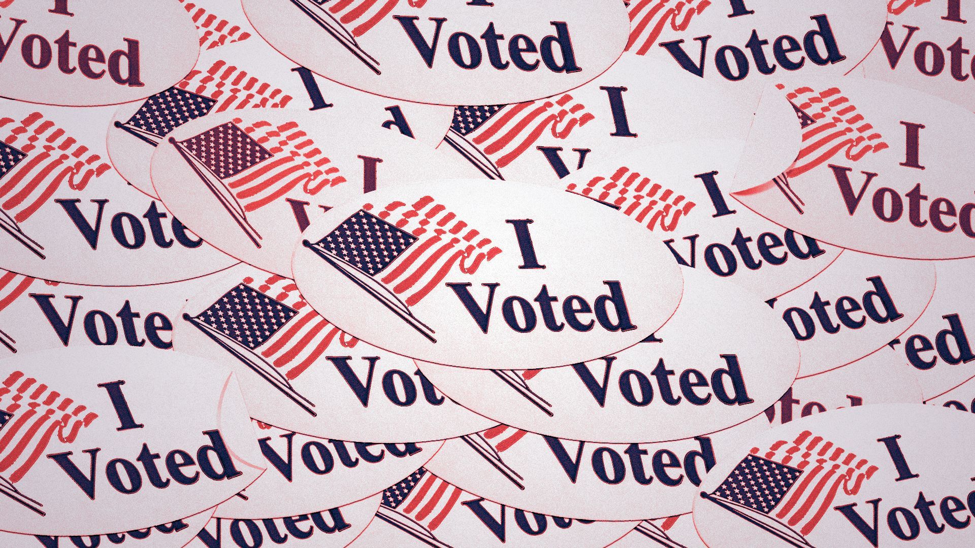 Illustration of I Voted stickers, piled on top of one another.