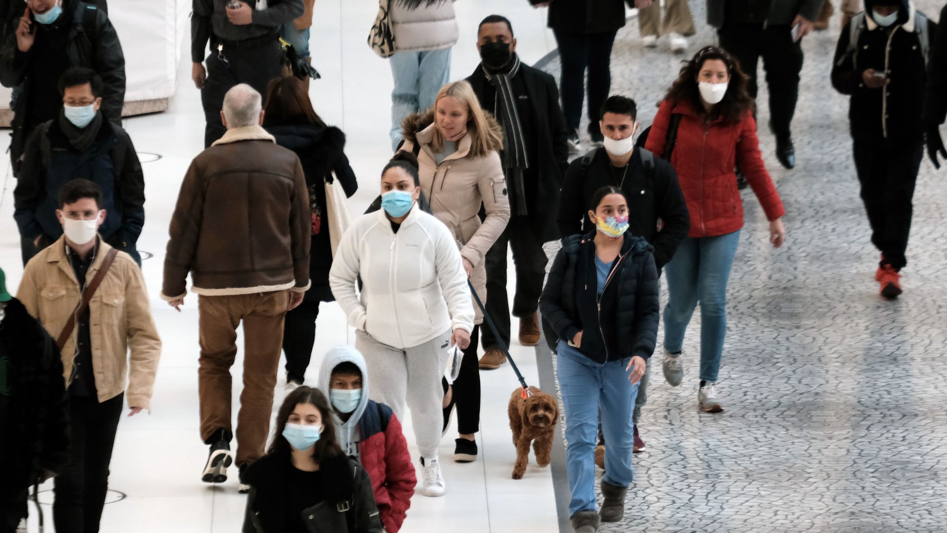 Shoppers with masks