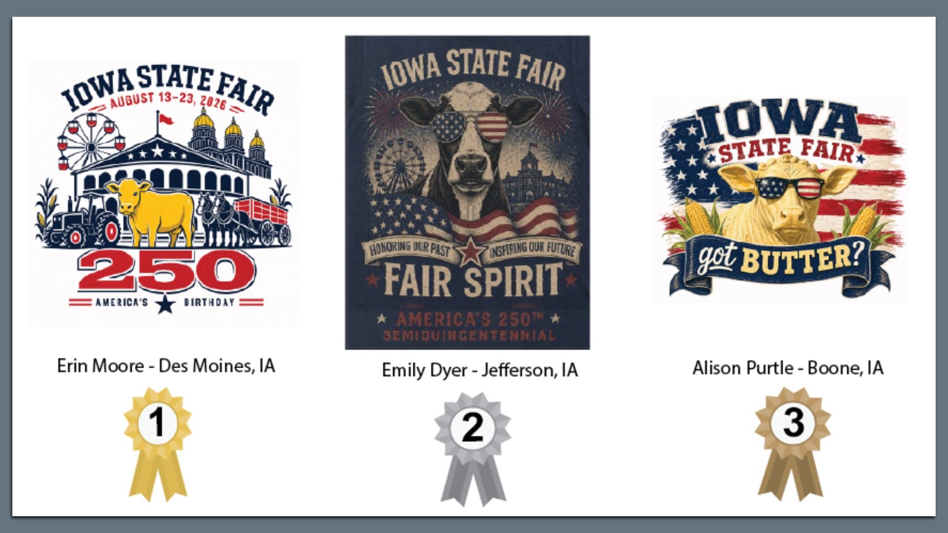 A photo of state fair t-shirt designs.