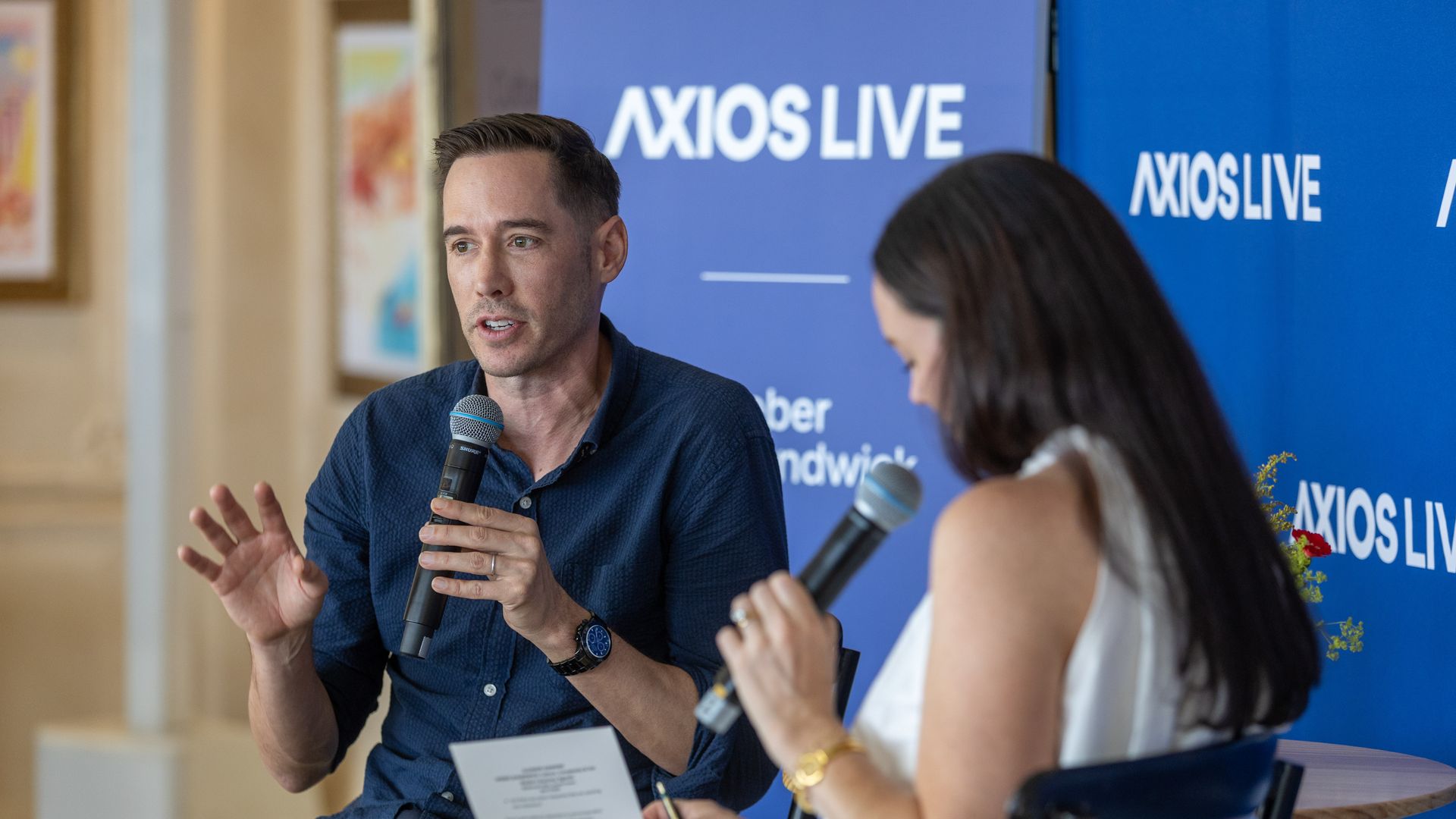 Carter Reum speaking with Axios