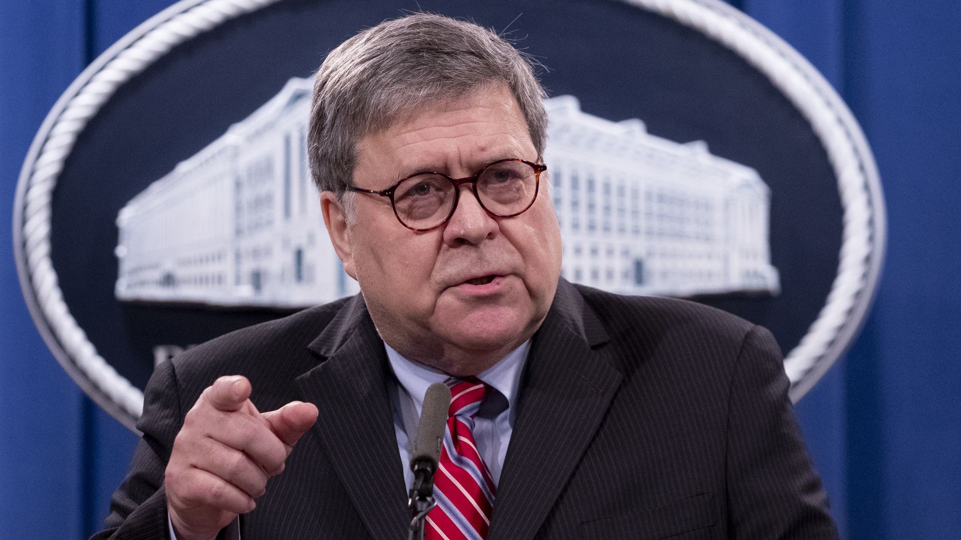 Attorney General Bill Barr holds a news conference at the Department of Justice December 21, 2020 in Washington, DC.