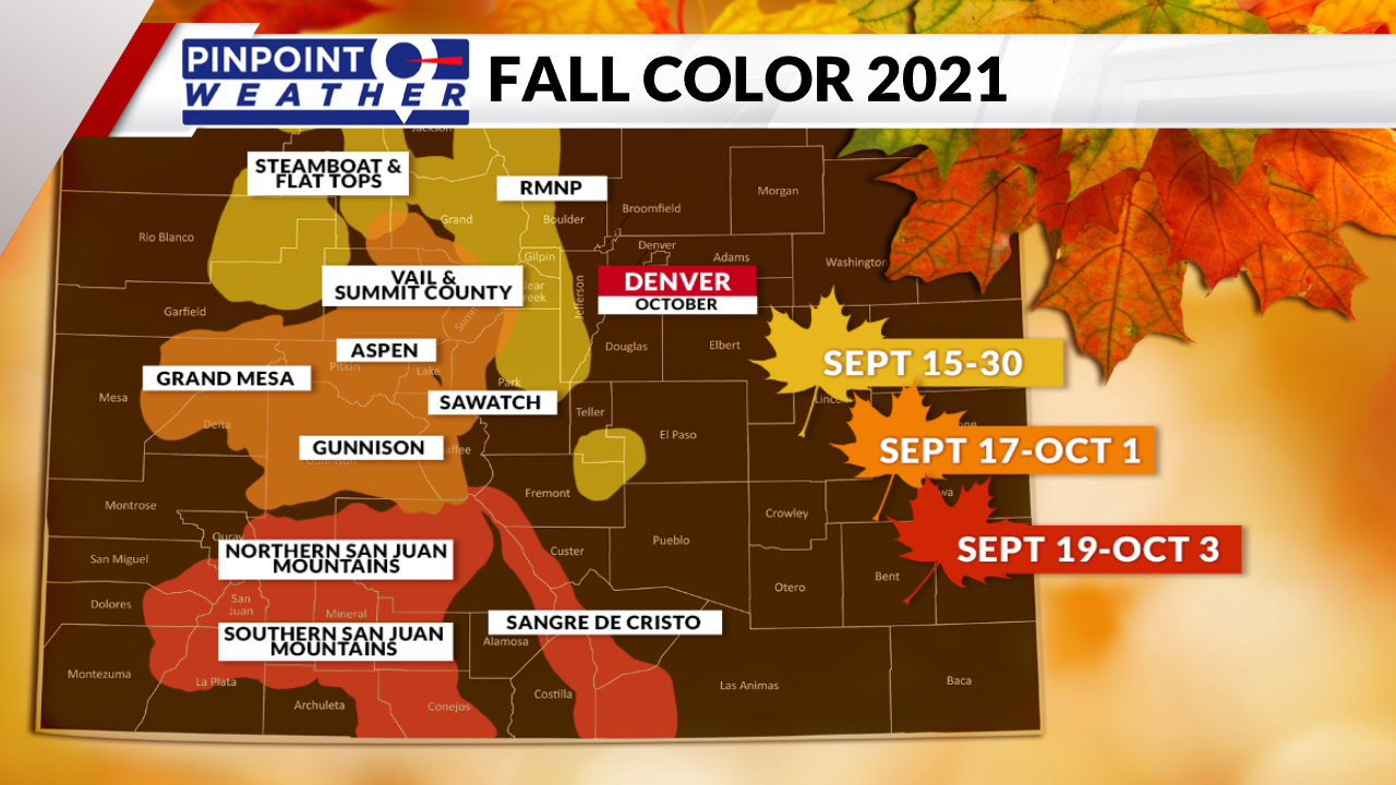 A fall foliage map for Colorado. Image courtesy of Fox31's Chris Tomer