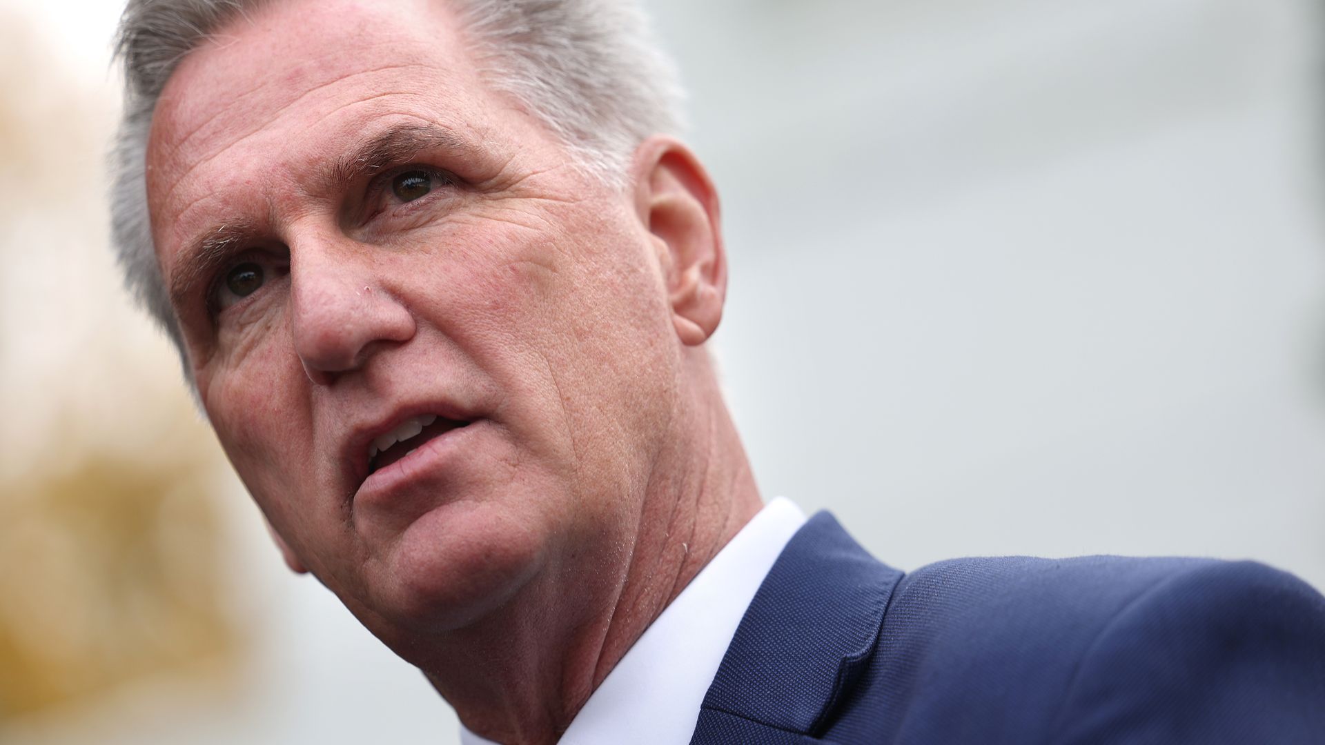 Kevin McCarthy speaks to reporters outside the White House on November 29, 2022. 