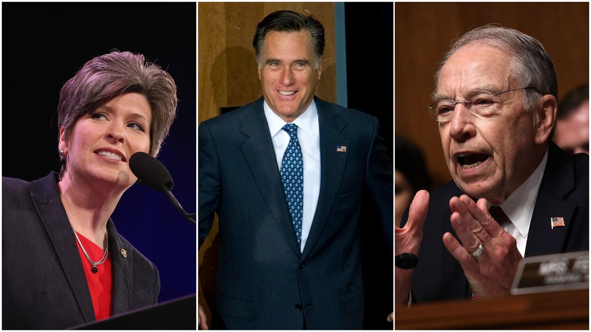 Senators Joni Ernst, Mitt Romney, Chuck Grassley