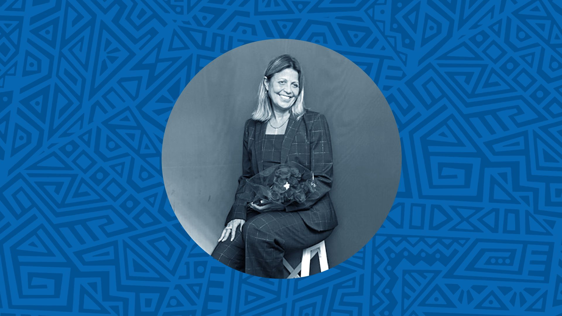 Photo illustration of Maria Torres surrounded by abstract shapes.