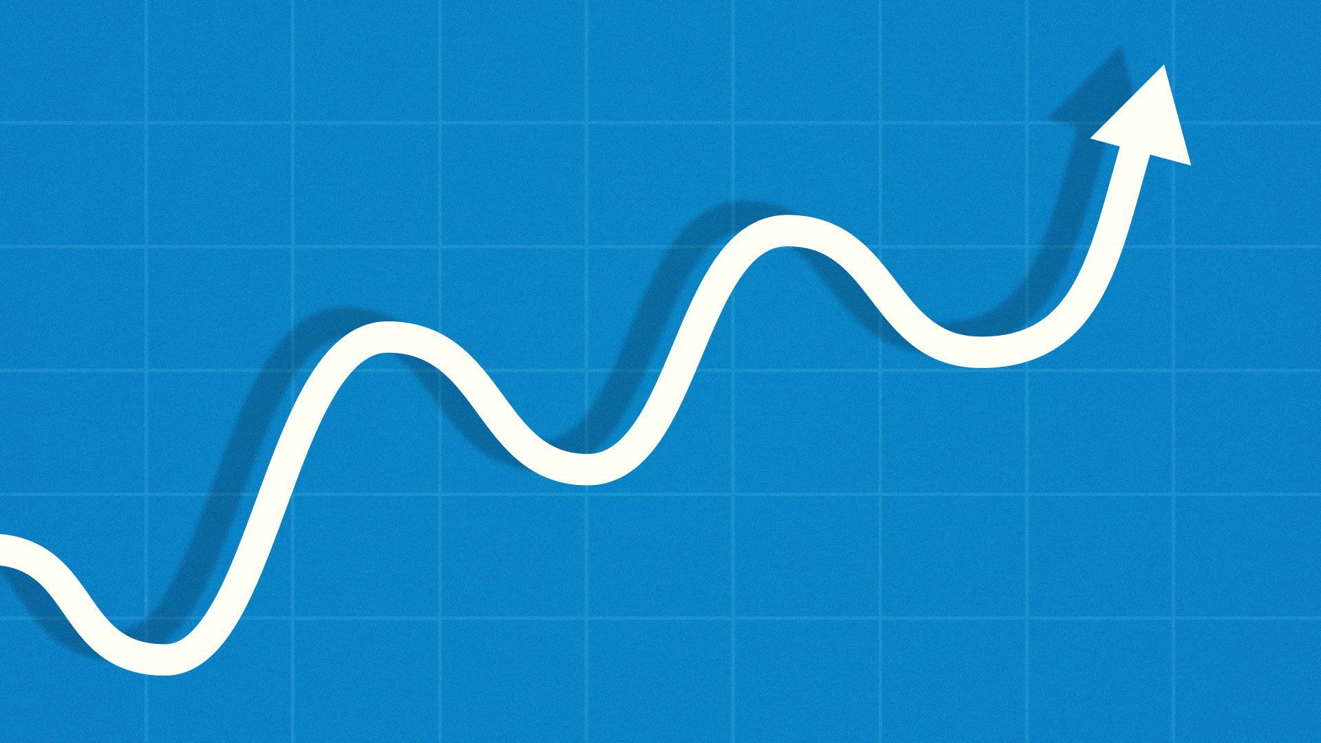Illustration of upward trending wavy line graph