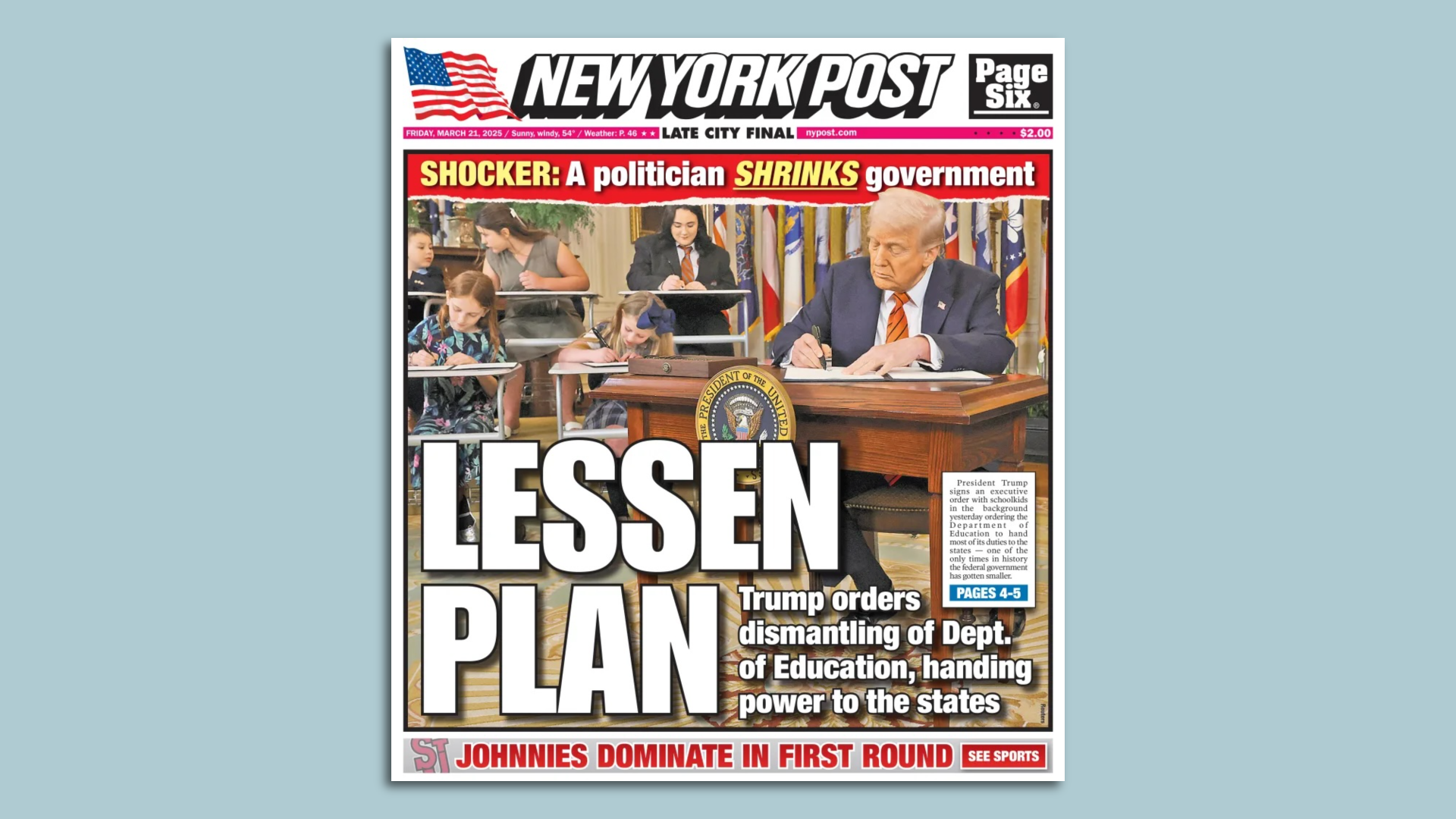 Today's N.Y. Post cover