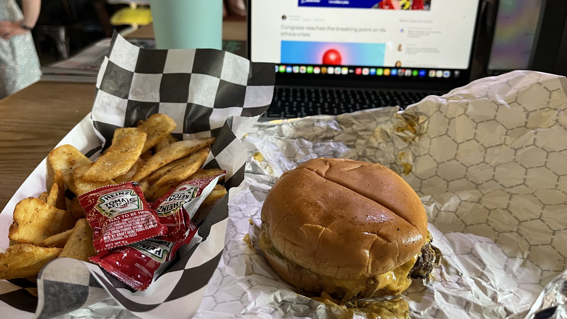 Smash burger and fries