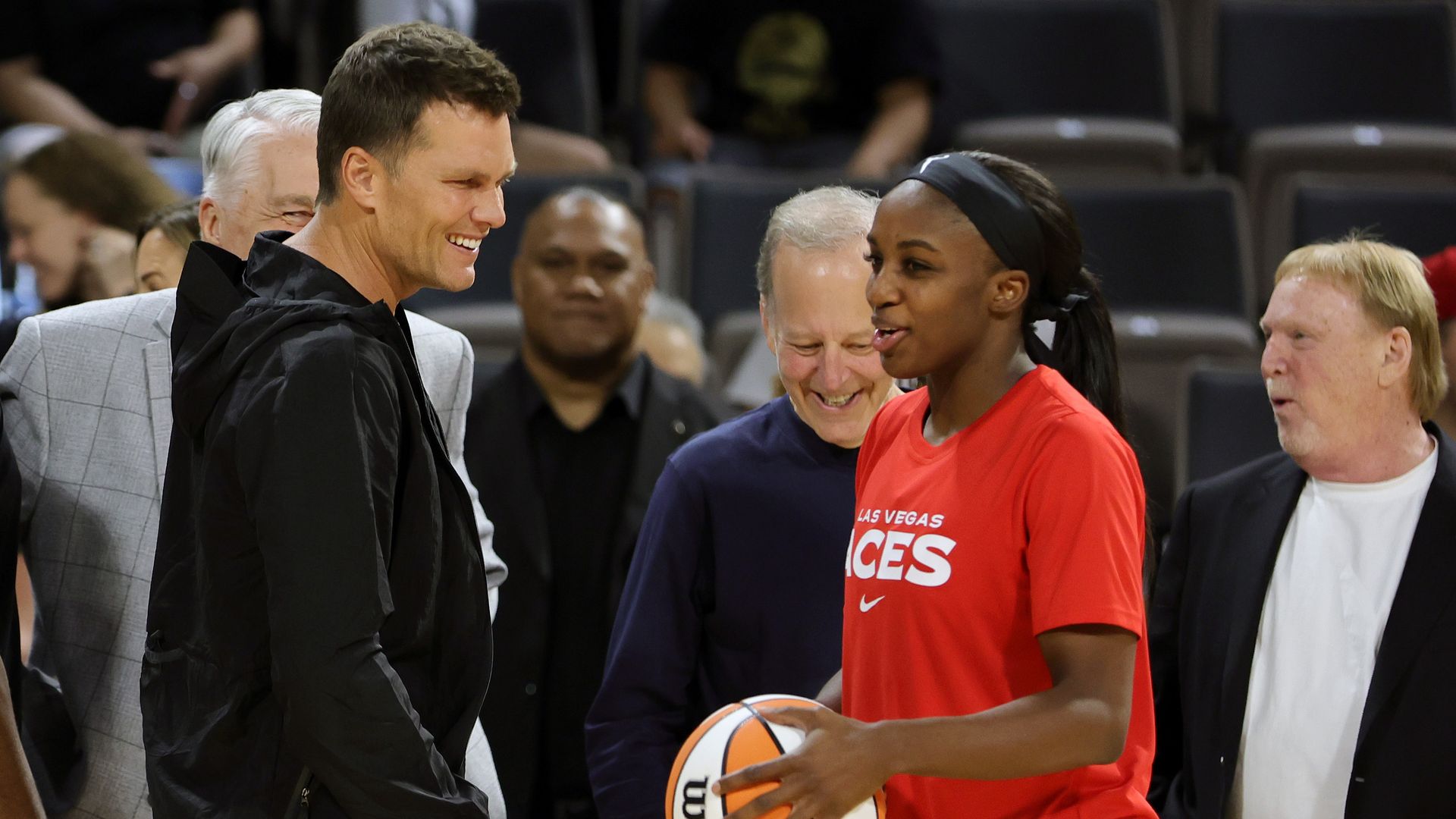 tom brady with aces player jackie young