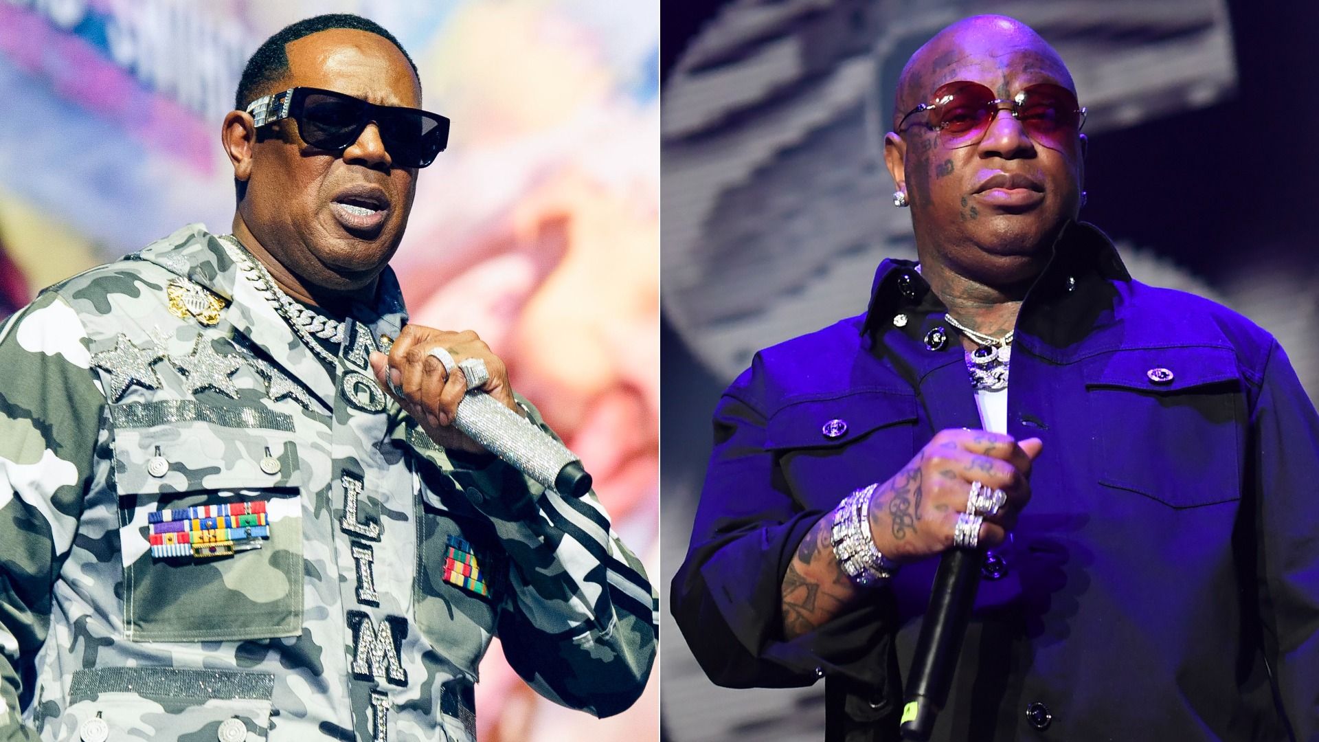 Image shows headshots of Master P and Birdman.