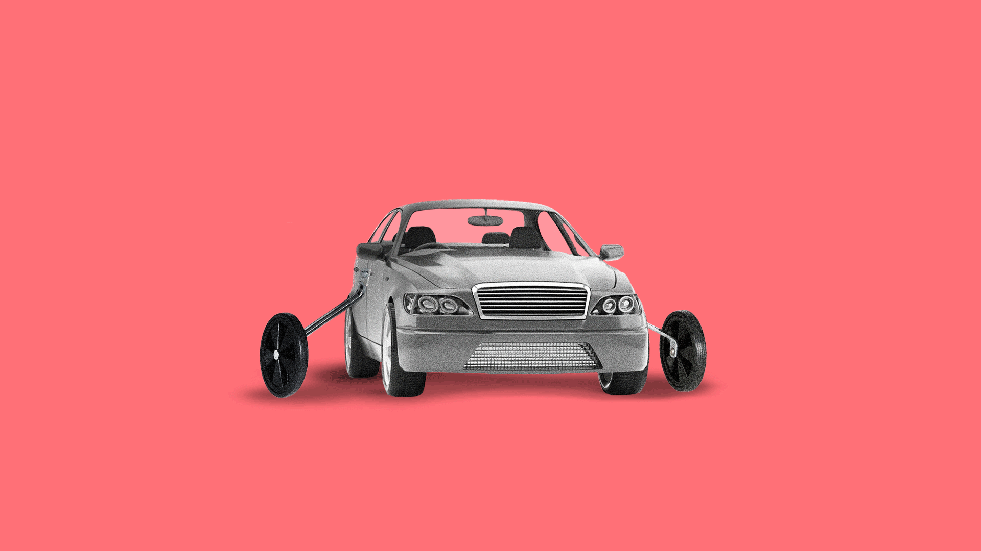 Illustration of a car with training wheels