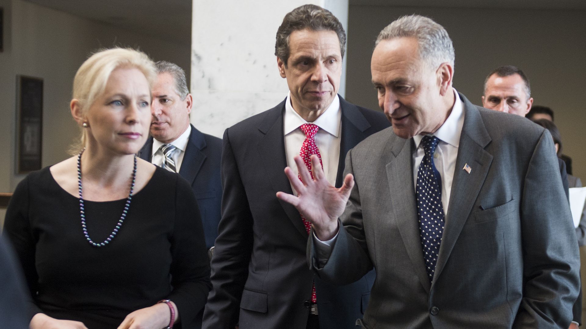 From left, Sen. Kirsten Gillibrand, D-N.Y., Gov. Andrew Cuomo, D-N.Y., and Sen. Charles Schumer, D-N.Y
