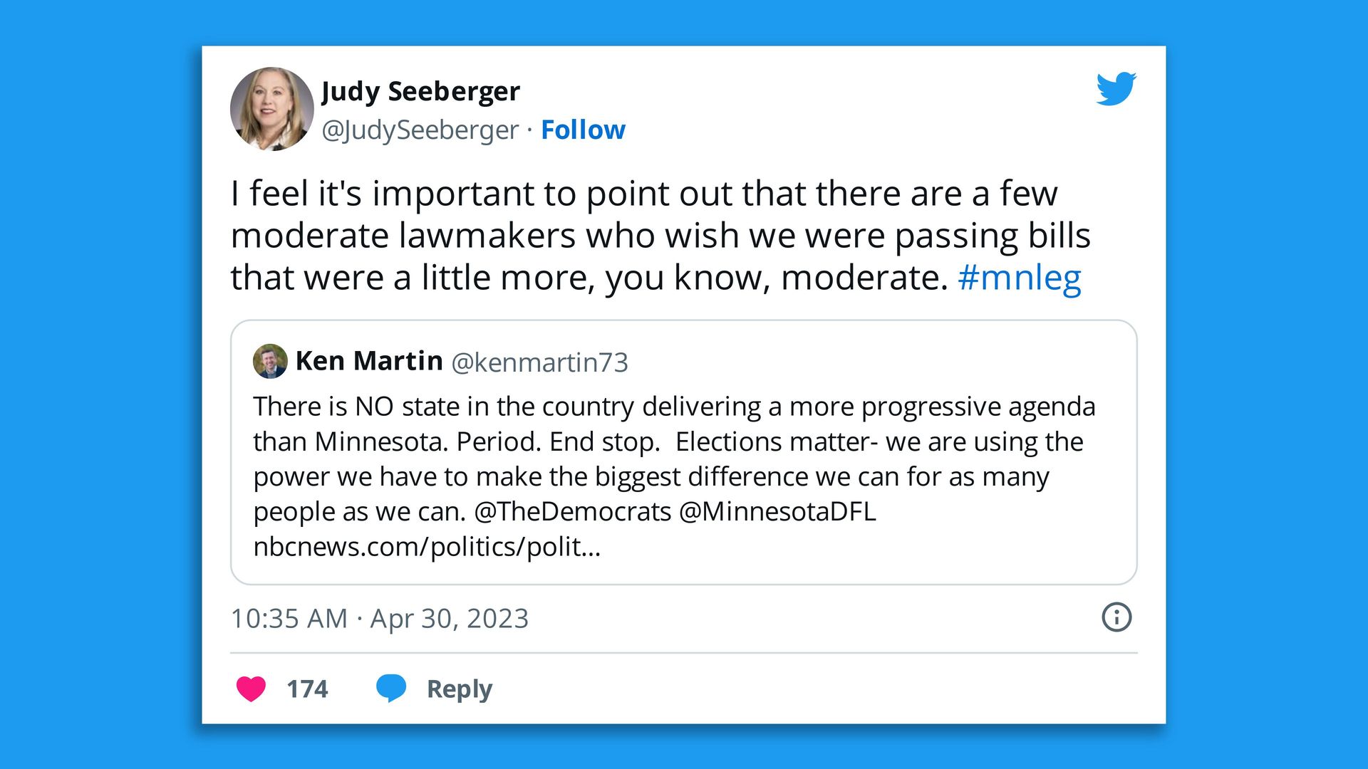 tweet from judy seeberger