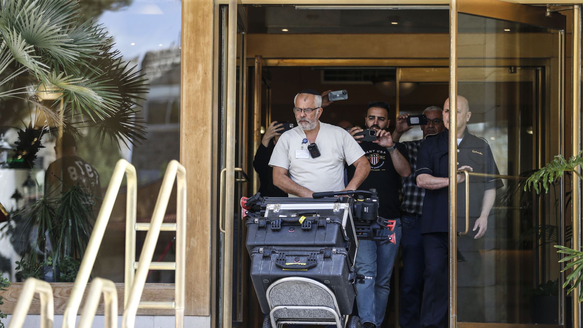Inspectors and police are raiding the Al Jazeera offices in Jerusalem, Israel, on May 5, 2024, and are confiscating its equipment.