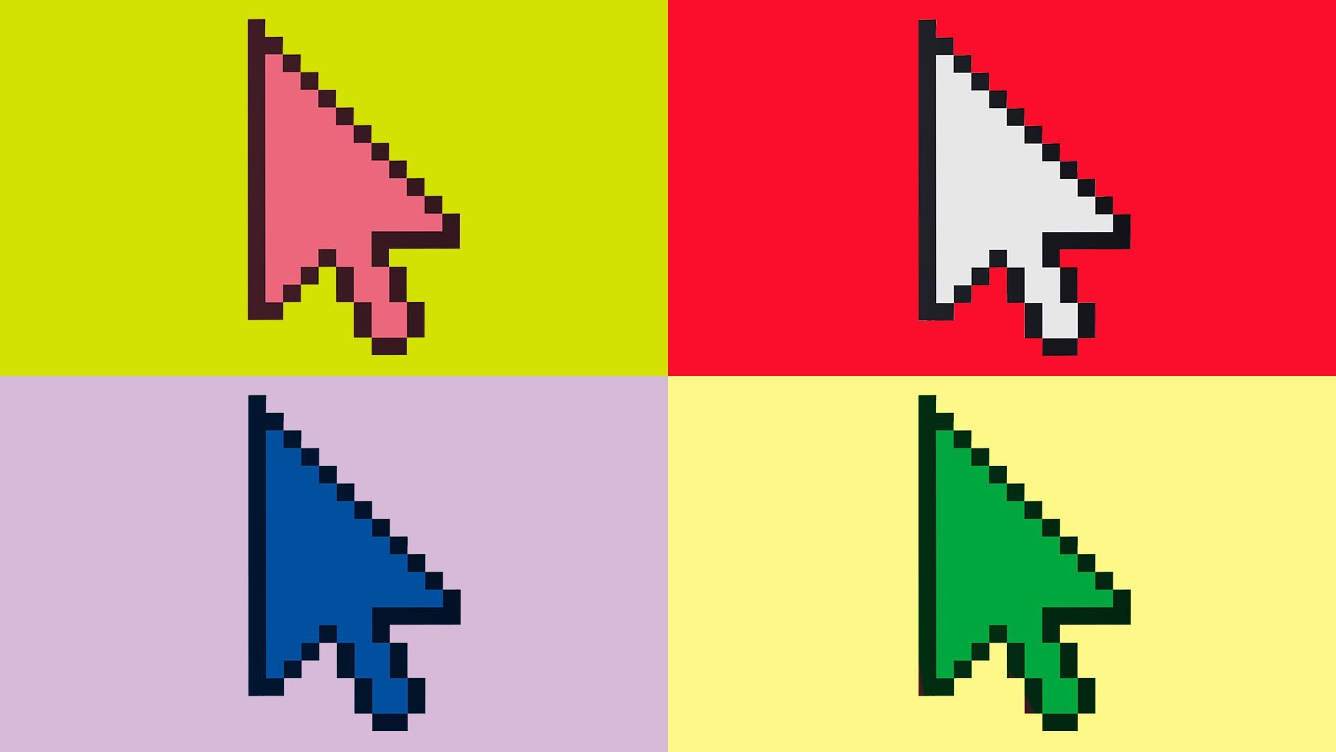 Illustration of a series of cursors rendered as an Andy Warhol style image